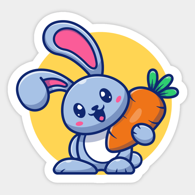 Cute Rabbit Holding Carrot Cartoon Sticker by Catalyst Labs